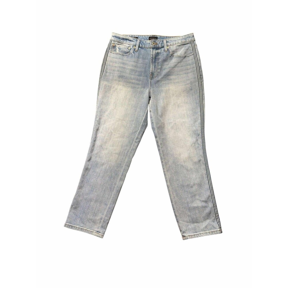 Talbots Womens 10 Modern Ankle Jeans Blue Side Stripe Stretch Denim EUC